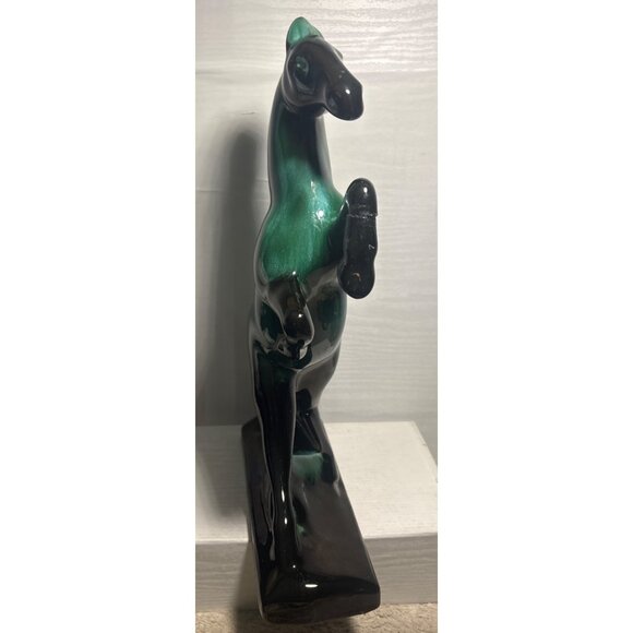 Blue Mountain Pottery Rearing Horse Large 14" Tall Green Drip Glaze MCM READ - Picture 7 of 14